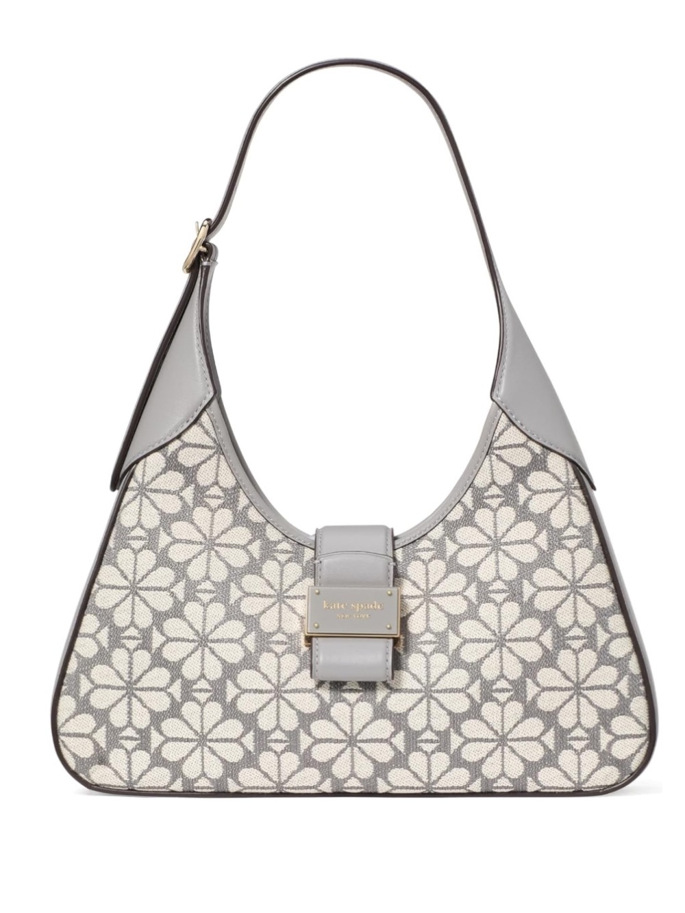 New Kate Spade Gray Floral Noveau Jacquard Shoulder Bag